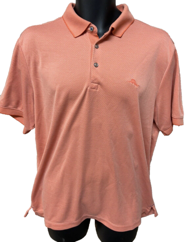 Tommy Bahama Short Sleeve Polo Shirt Size Large Mens Coral Top Casual Golf S/S L - Zdjęcie 1 z 12