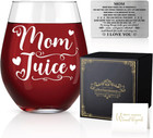 Perfectinsoy Mom Juice Funny Red Wine Glass with Card, Thank You Gift for Mom fr