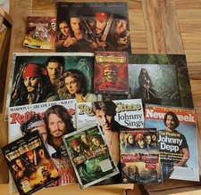 10 LOT of Johnny Depp Pirates of the Caribbean Lithograph Poster DVDs Mags Balls