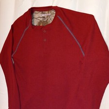 Realtree Mens Shirt Red Maroon Long Sleeve Thermal Waffle Knit Size Medium