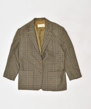 Les Copains Womens 3/4 Sleeve 2 Button Blazer Jacket Uk 14 Large Khaki Ou03