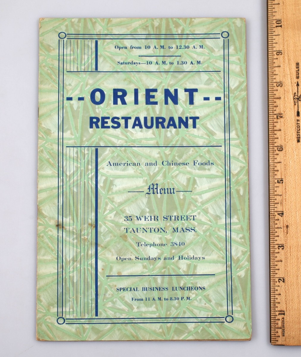 Vintage 1940s Orient Chinese Restaurant Menu Weir St. Taunton