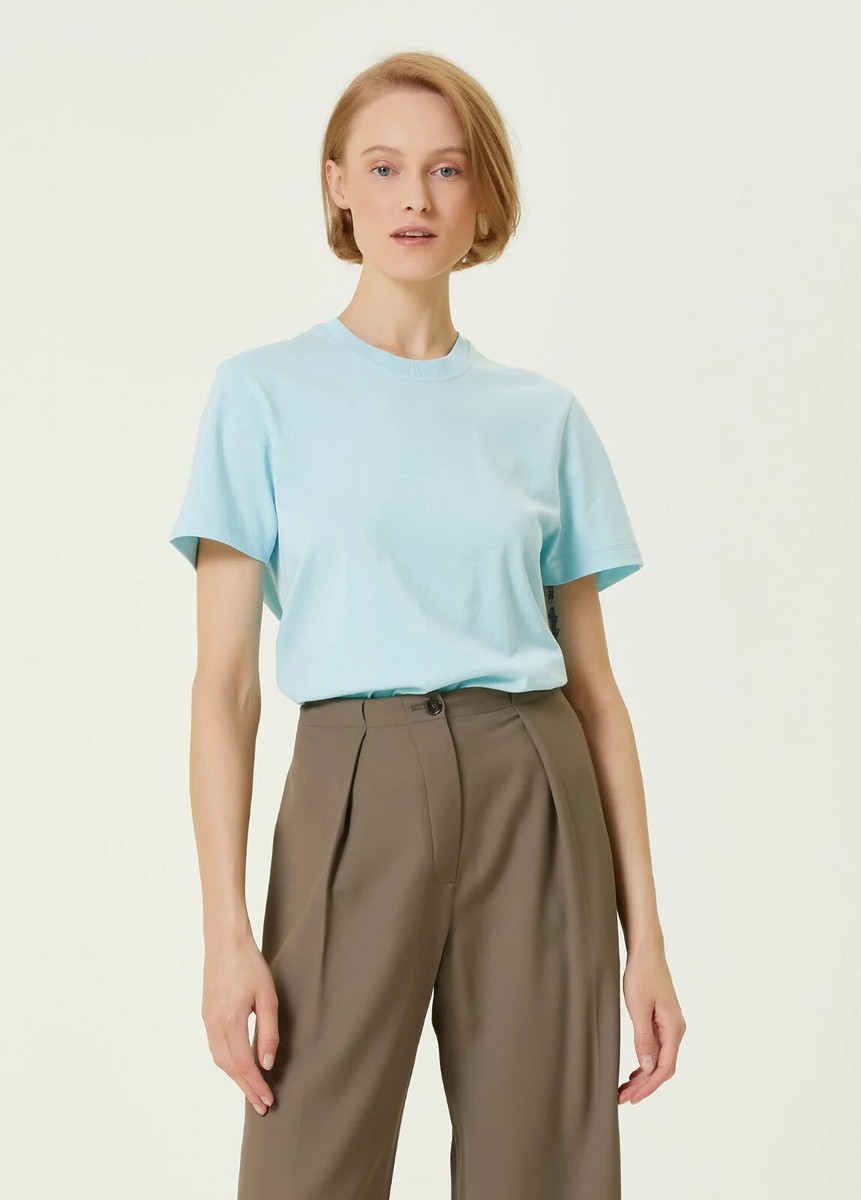 BOTTEGA VENETA Sunrise light blue basic cotton t-shirt Size