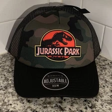 Bioworld Classic Jurassic Park Adjustable Black Snapback Trucker Hat Cap OSFM