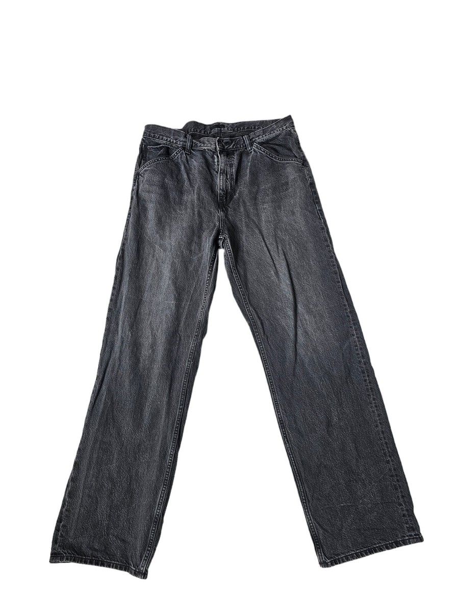 Uniqlo Straight Relaxed Fit Jeans Size 34x32 Acid Wash Black Denim