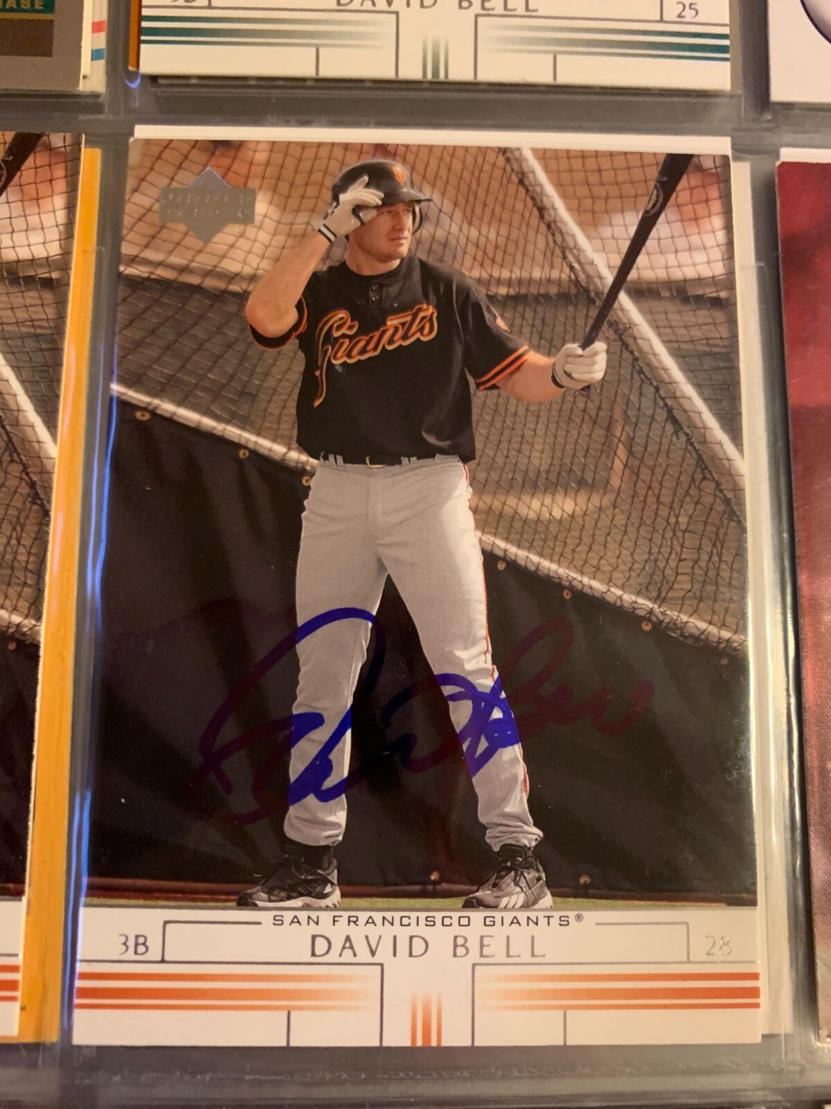 DAVID BELL AUTOGRAPHED SIGNED 2002 UPPER DECK CARD GIANTS COA