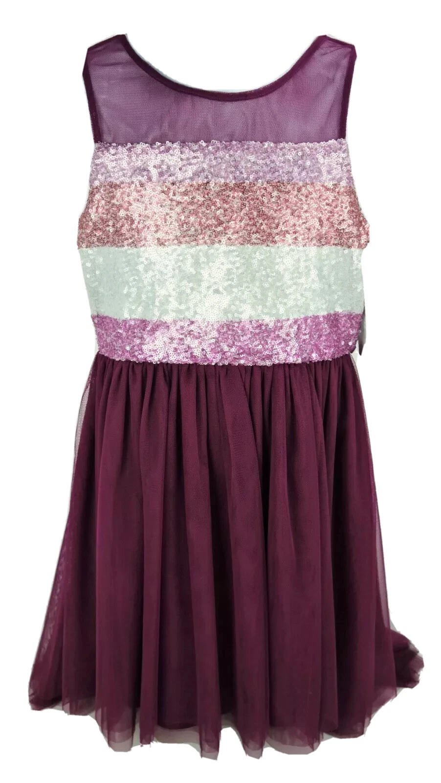 16 Girls Emily West Tutu Sleeveless Party Dress Burgundy Purple Sequin Holiday