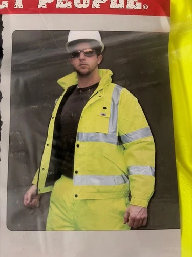 MCR SAFETY LUMINATOR Reflective Rain Bomber Jacket & Hide Away Hood SIZE X2 56" image 2
