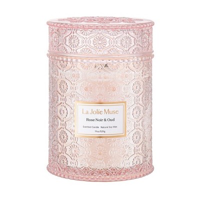 LA JOLIE MUSE Rose Noir & Oud Scented Candle   Lemon, Rose & Oud |19 oz La
