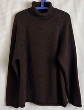 Vintage J.Crew Mens size M Oarsman Wool Roll Neck Sweater Brown Chunky Knit j