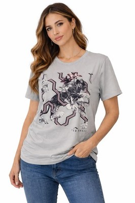Ted Baker London Graphic Tiger Floral T Shirt Size 3 L Mid Blue 100% Cotton NWT