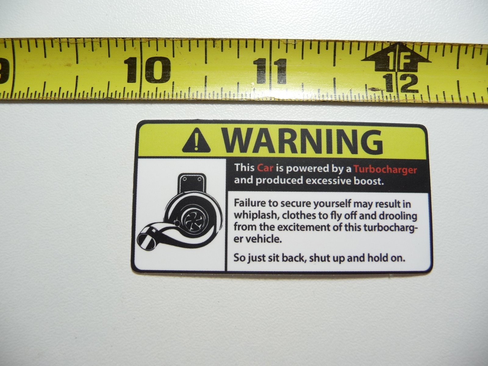 JDM Funny Mini Turbocharger Boost Warning Car Decal Sticker