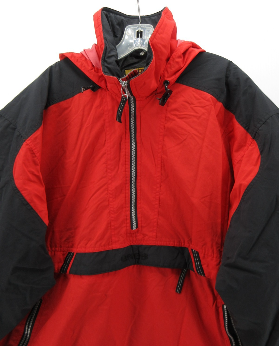 スキー 80's Padded pullover jacket ski bord VINTAGE Obermeyer Jacket Men Large Red Anorak Ski Snowboard 1/4