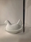 Vintage Milk Glass Hen On Nest Dish
