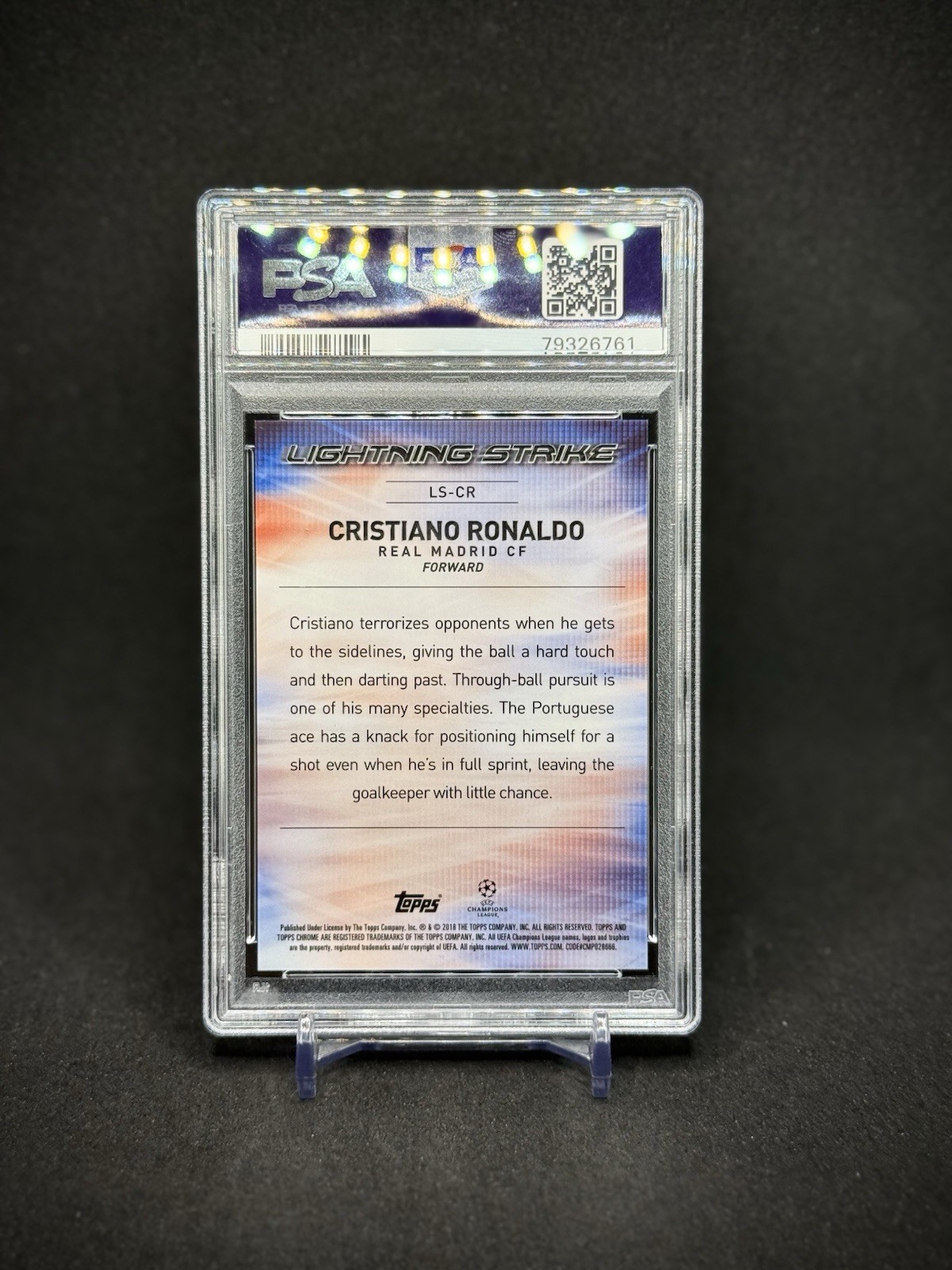 Cristiano Ronaldo 2017 Topps Chrome Lightning Strike PSA 10 Real Madrid view 3