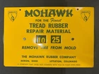 Vintage MOHAWK TIRES TREAD RUBBER Tin Sign Original Rare Repair Material NOS