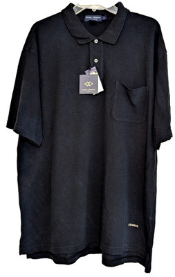 Vintage 90s Daniel Cremieux Linen Cotton Polo Shirt Men's XL NWT Black Pocket
