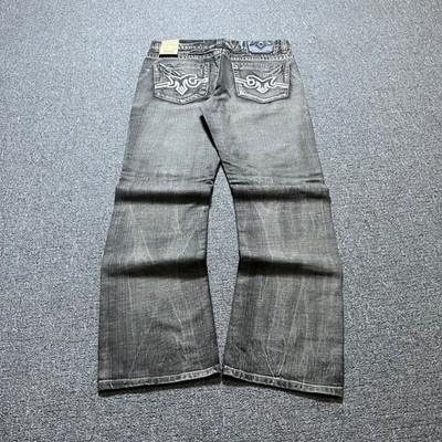 Mek Denim Milton T2 Straight Jeans 36x34 Gray Distressed Y2K Cyber Grunge NWT