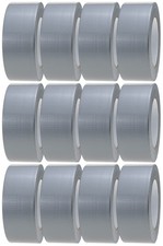 Silver Duct Tape 12 Rolls of 48mm x 45m Gaffer Tape Water Resistant Duct Tape 0.10 per metre