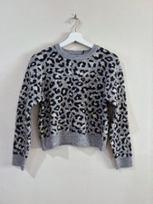 NWT ZARA Girls Leopard Sweater 11-12Y Gray Knit Cozy Chic Trendy Preppy