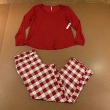 Soma Womens Size Medium Red Plaid Long Sleeve 2 Piece Cool Nights Pajama Set NWT