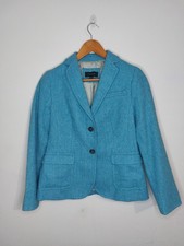 Talbots Blue Herringbone Blazer Womens Sz 4 Wool Blend 2 Button Jacket Vtg 90s