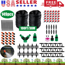 100ft Drip Irrigation System Garden Plant Self Watering Hose Micro Sprinkler Kit