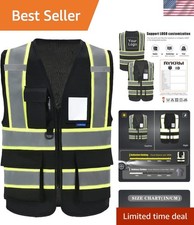 11 color High Vis Reflective Safety Vest for Women Men Pocket Zipper ANSI/ISE...