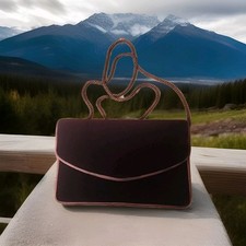 VTG BECHAMEL BURGUNDY VELOUR SMALL PURSE HANDBAG 80s FORMAL