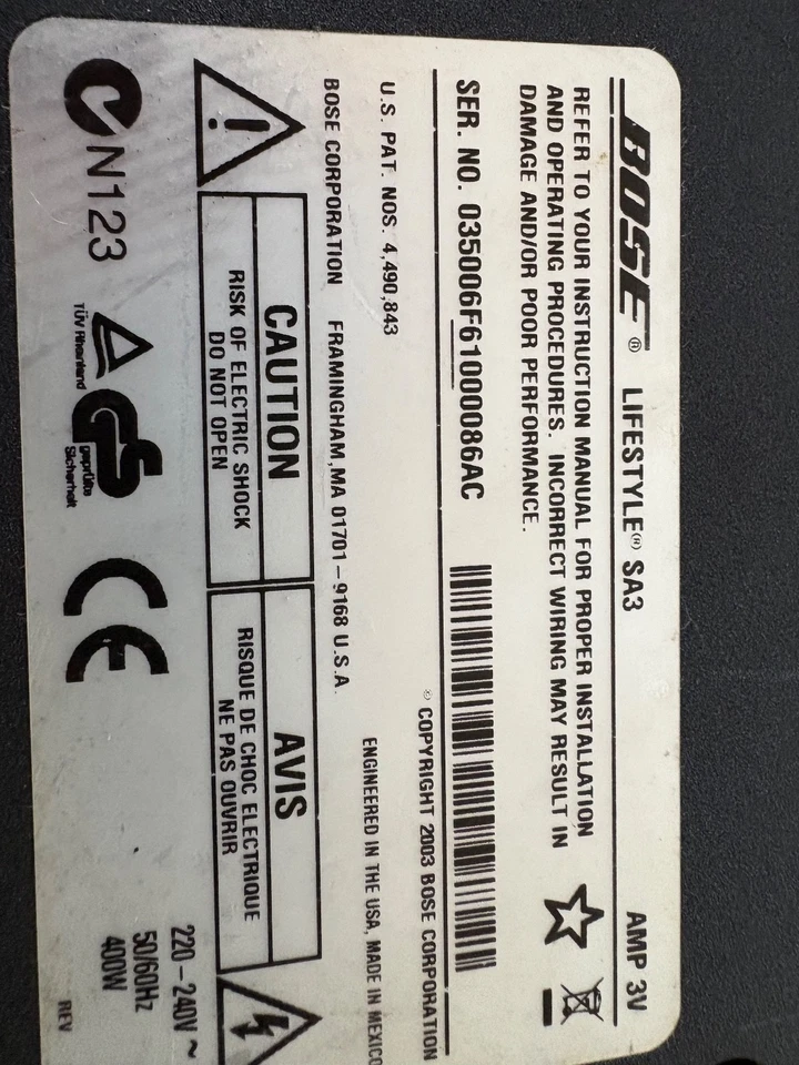 Bose Lifestyle SA3 Stereo Amplifier Unit Only - Image 3 of 3