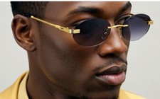 Small Oval Sunglasses 90s Fashion Retro Luxury Rimless Vintage Hip Hop Shades