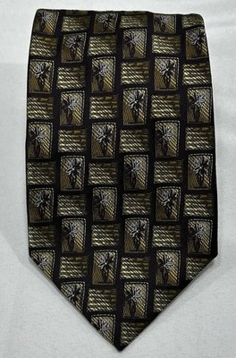 Robert Talbott Best Of Class Silk Tie Gold Brown Geometric Pattern 57  X 4 