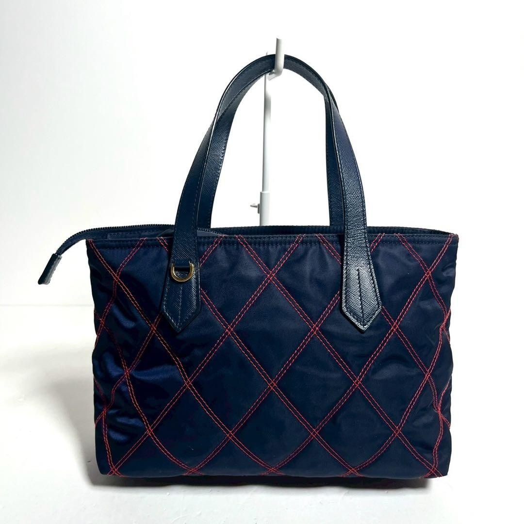 PRADA 1BA090 Quilted Nylon 2Way Bag Navy thumbnail 3