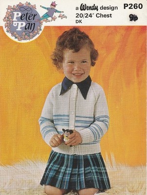 Kinder Rundhals Strickjacke 51 - 61 cm DK Strickmuster Peter Pan P260