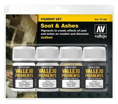 brandneu Vallejo Pigment-Set Ruß und Asche , 4 x 35 ml  Model Color 73193