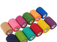 24 Rolls Colorful Self Adherent Bandage Wrap 3 Inch x 5 Yards, 12 Colors