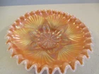 Dugan Peach Carnival Glass Opalescent Petal and Fan dish No Reserve