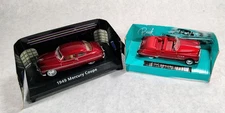 LOT OF 2 Diecast cars 1:43 Ray Classic City Cruiser, 1949 Mercury Coupe Red MINT