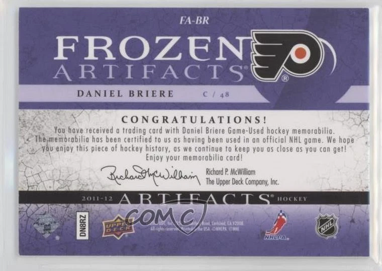 2011-12 Upper Deck Artifacts Retail Frozen Jersey Purple Daniel Briere #FA-BR - Image 2 of 2