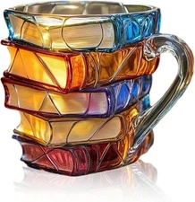 Painted Book Mug Novelty Coffee Mugs, 3D Handcrafted Painted Book Mug, 11 Oz Nov
