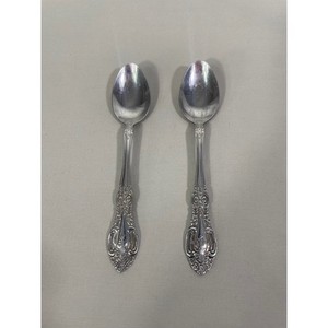 Springtime Stainless Steel Spoons (2) Flatware Floral Scrolls Glossy Japan
