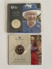 2 x BUNC &pound;5 coin Packs 2017 Shine Through The Ages & 2022 The Queens Reign