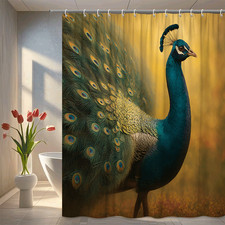 Colorful Peacock Shower Curtain - Elegant Bathroom Decor
