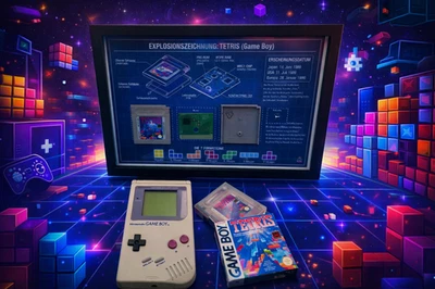 ⭐Tetris Nintendo Gameboy Blaupause Explosionszeichnung Kunst ein Muss für Gamer⭐ - Bild 1 von 4
