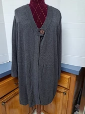 I.N. Studio Woman 1X Charcoal Gray Sweater Tunic/for Layering/Rayon Blend