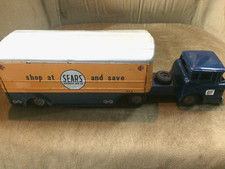 Rare Early 50's Marx Linemar Japan Tin Friction Sears Delivery Truck & Trailer