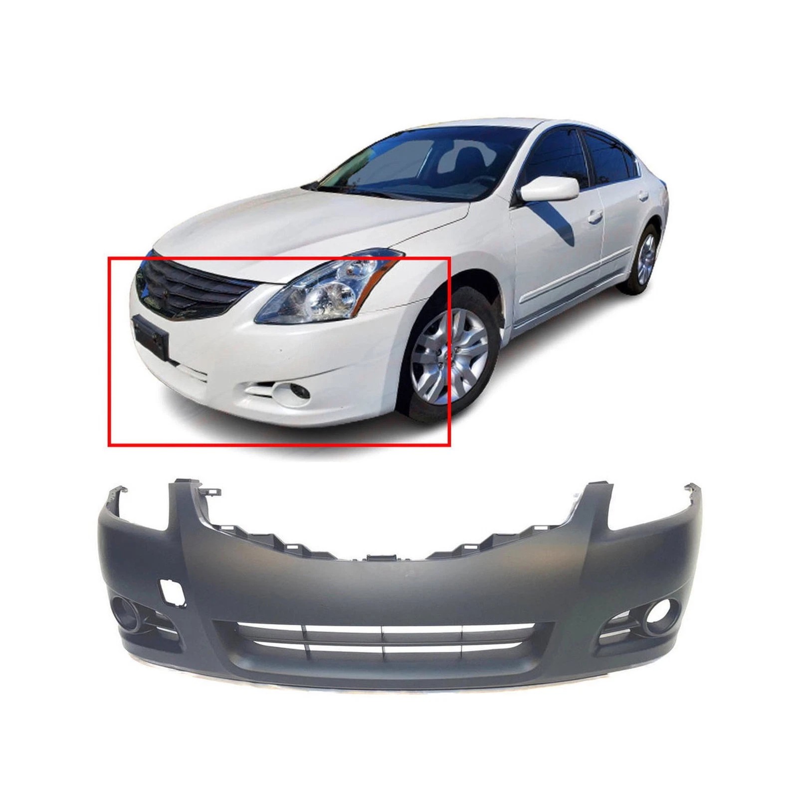 NEW - Primered Front Bumper Cover Fascia for 2010 2011 2012 Nissan Altima Sedan