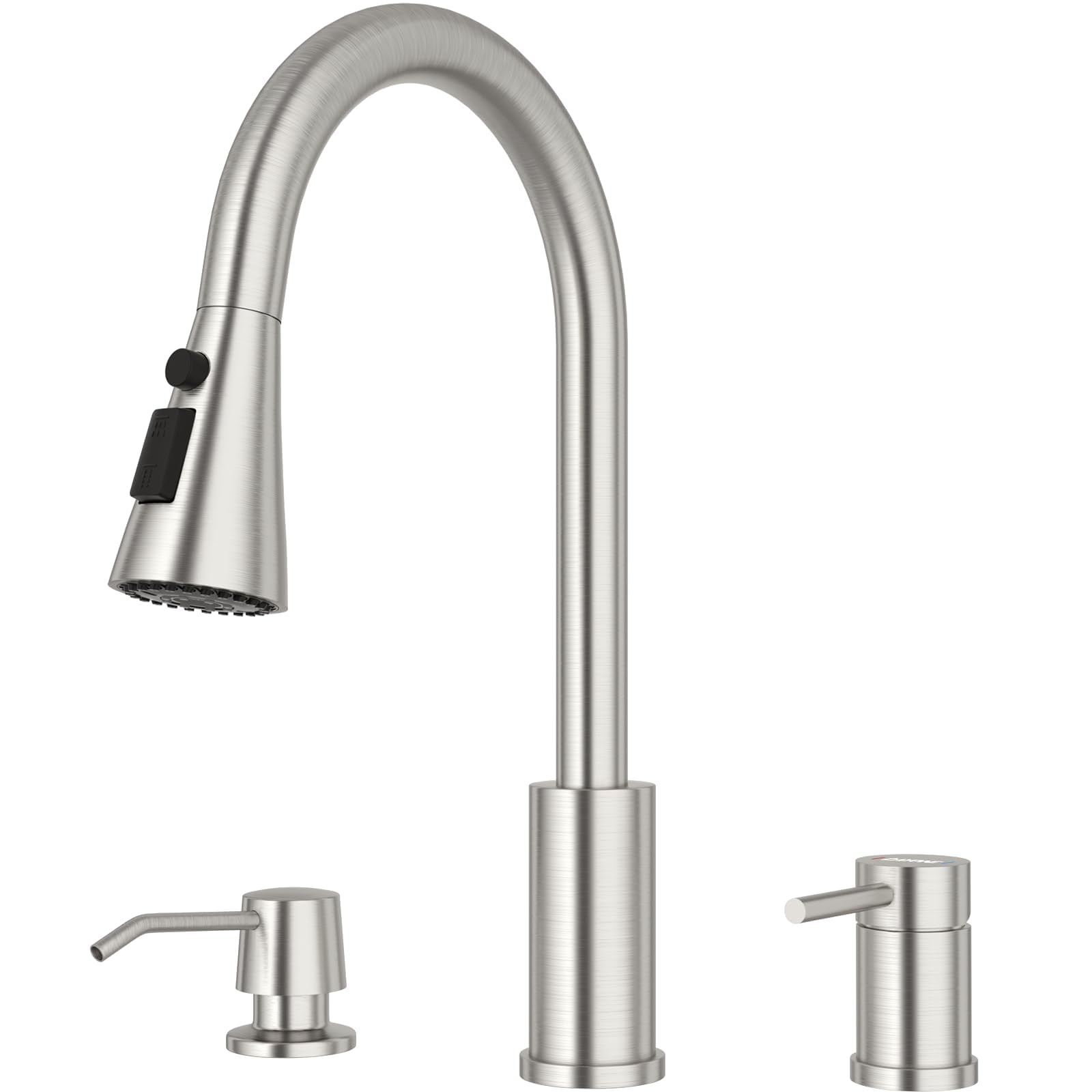 With Soap Dispenser, 2 Holes Brushed Nickel Kitchen S...
