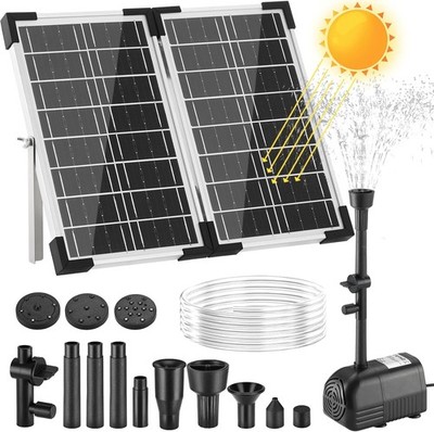 20-35W Solarpumpe Teichpumpe Springbrunnen Gartenbrunnen Brunnen mit 8 Düsen