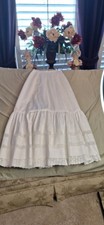 Antique Victorian Edwardian Cotton Lacey Long Prairie Skirt Petticoat c.1900